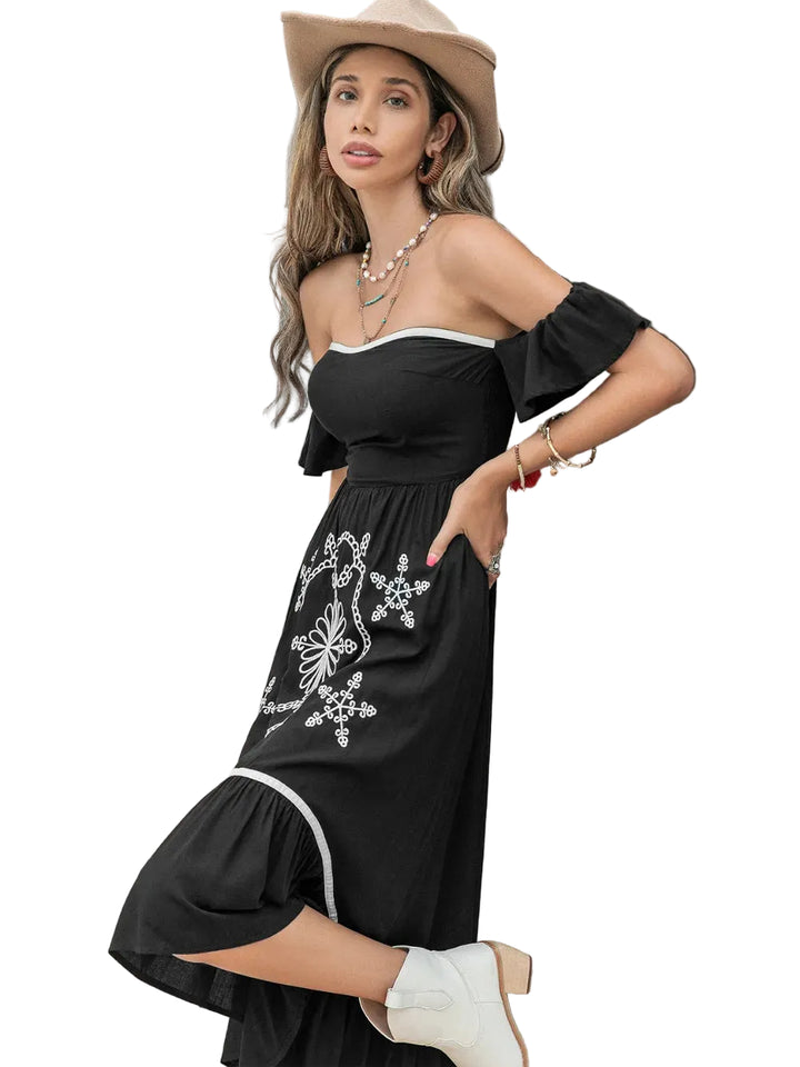 High-Low Off-Shoulder Dress - cas7m