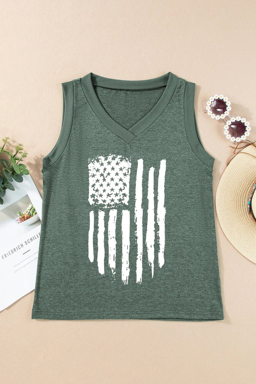 US Flag V-Neck Tank - cas7m