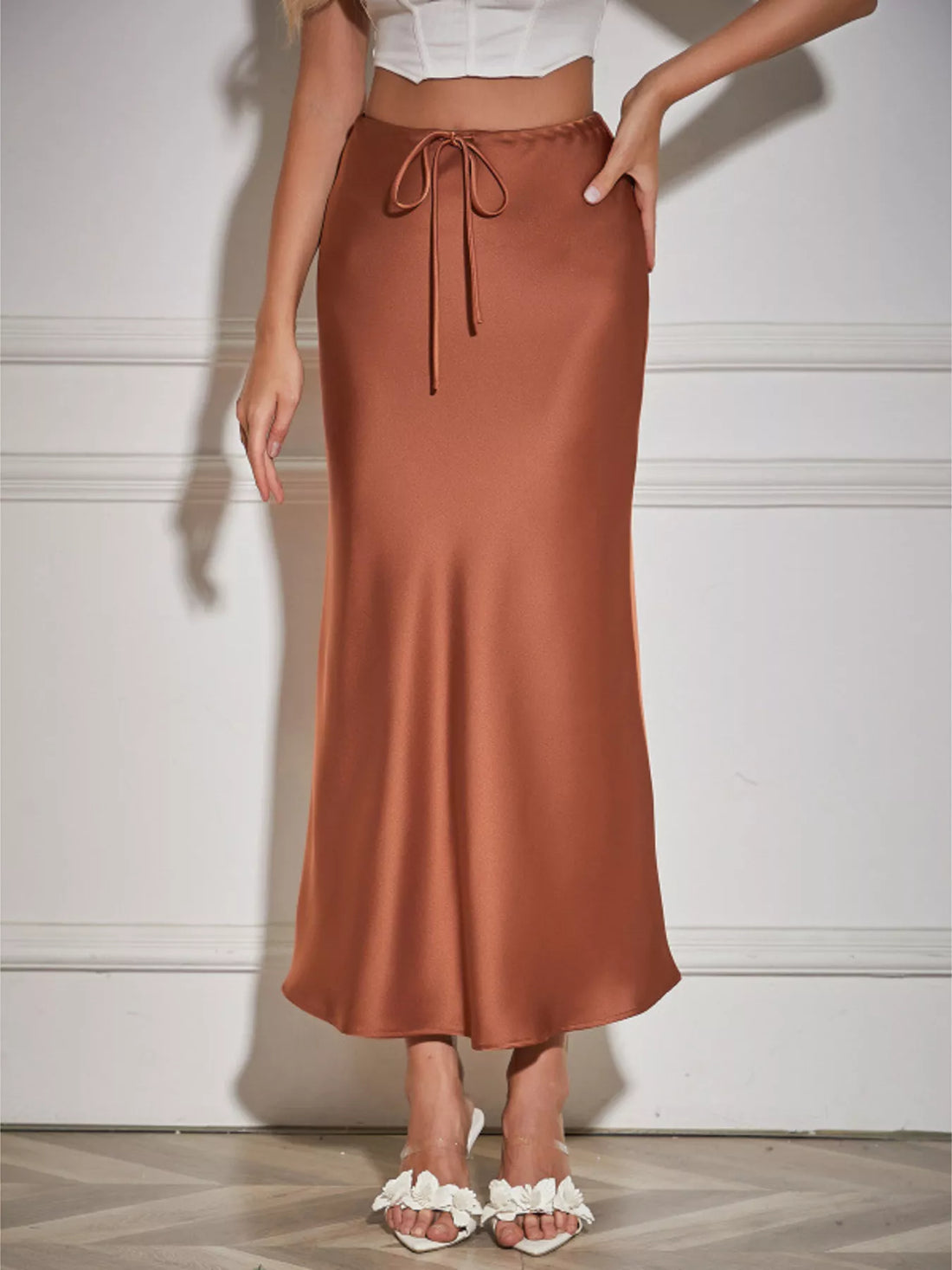 Satin Midi Skirt - cas7m