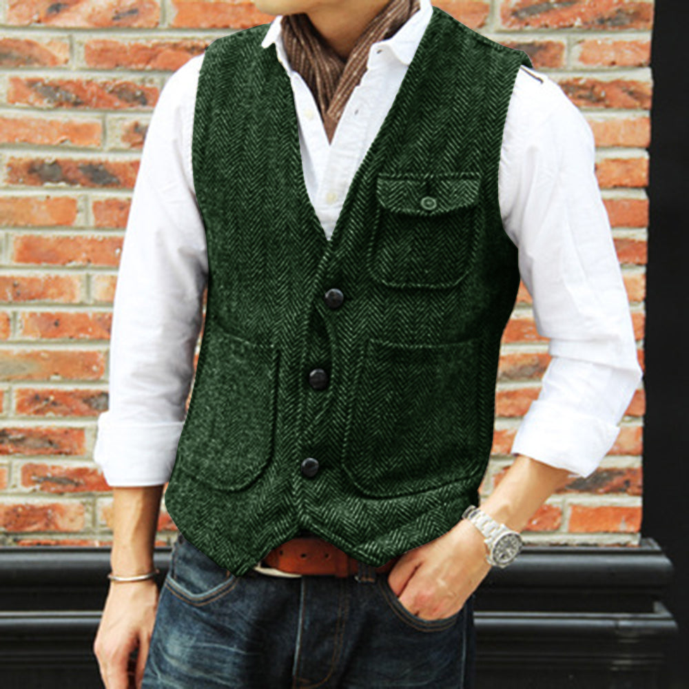 Herringbone Men's Suit Vest Vest - cas7m