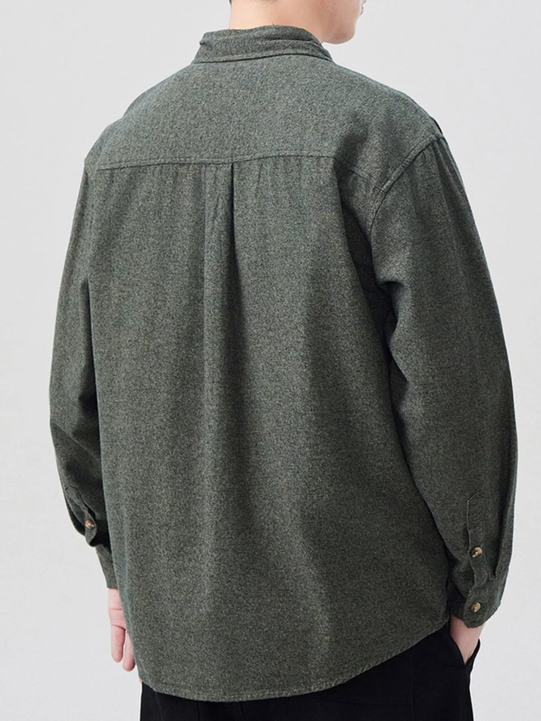 Men's Plus Size Button Up Long Sleeve Shirt - cas7m