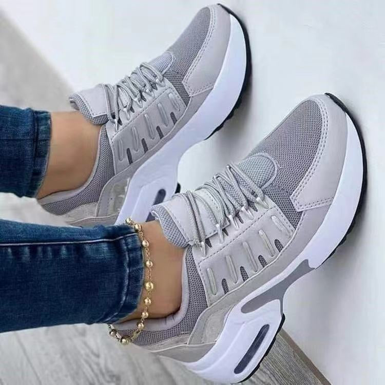 Lace Up Sneakers Women Wedge Heel Running Sports Shoes - cas7m