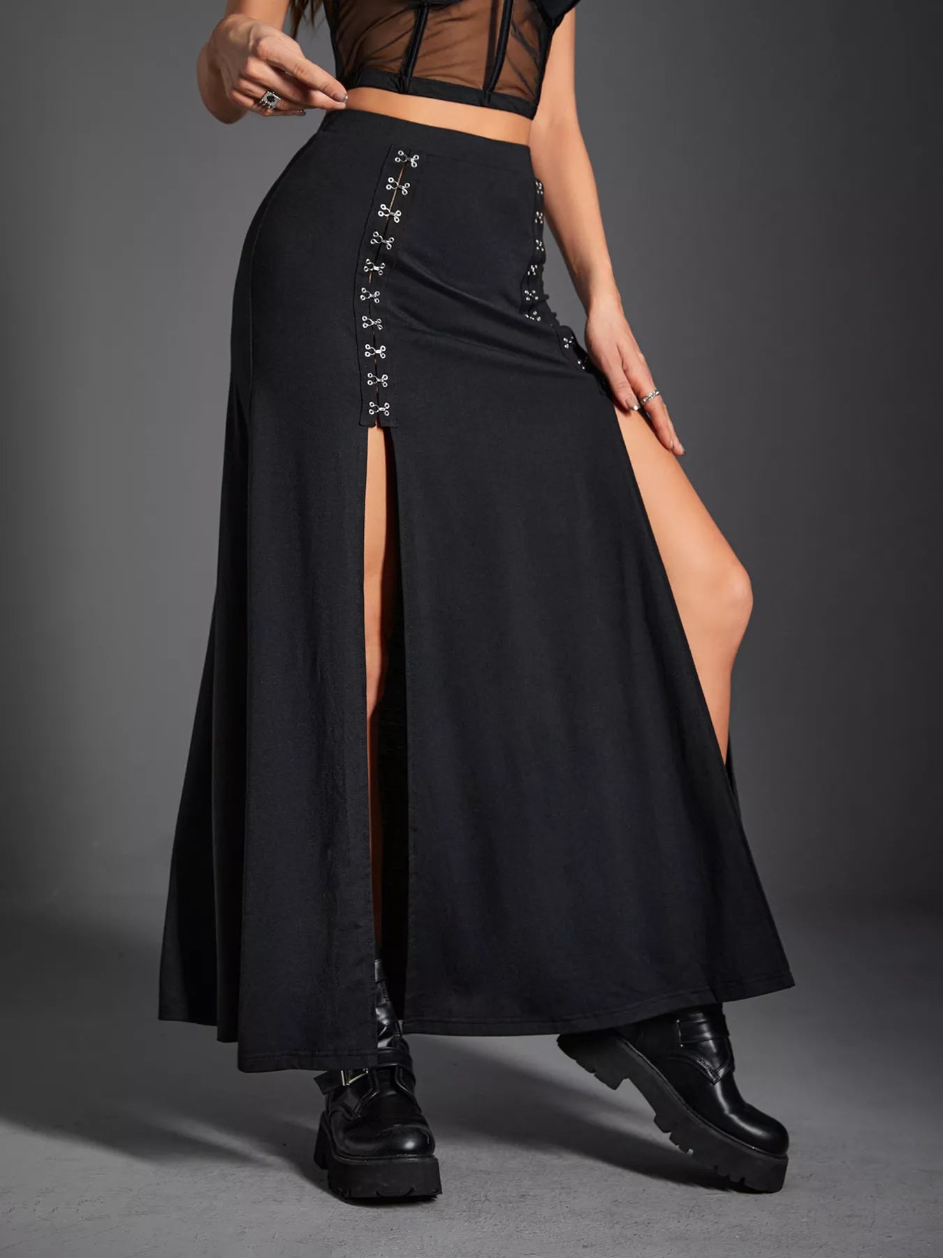 High Waist Slit Skirt - cas7m