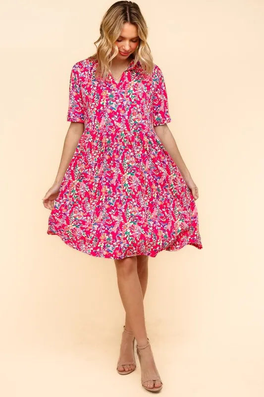 Haptics Johnny Collar Babydoll Dress with Side Pockets - cas7m