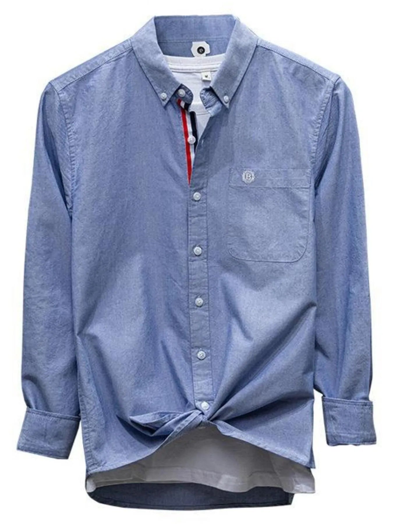 Men's Plus Size Button Up Long Sleeve Shirt - cas7m