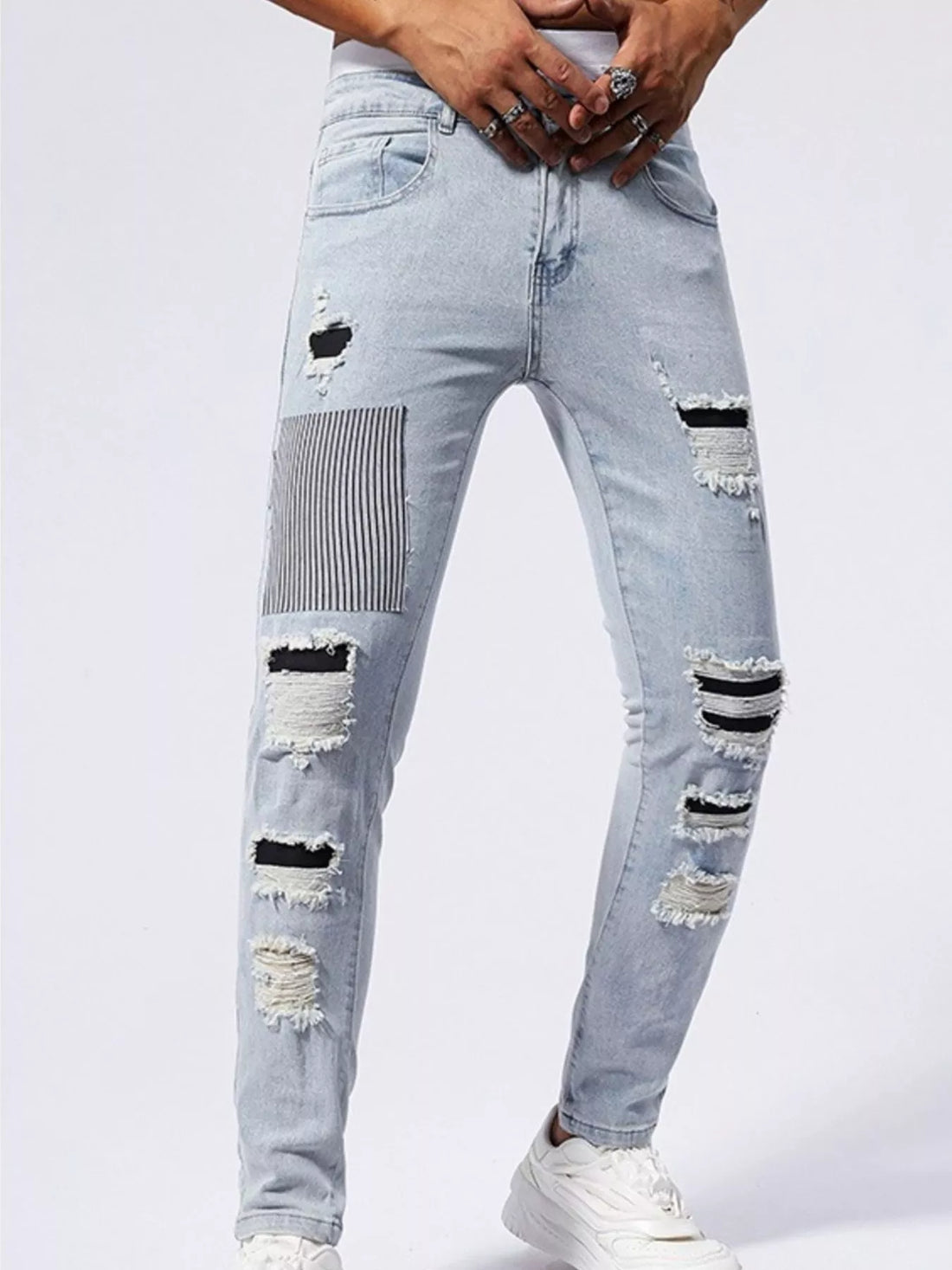 Men's Distressed Slim Fit Jeans - cas7m