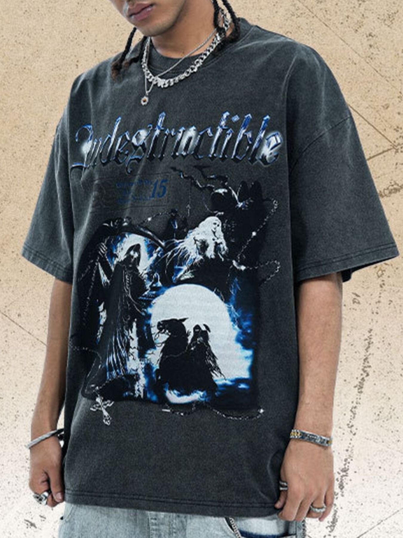 Men's Vintage Graphic Oversized T-Shirt - cas7m