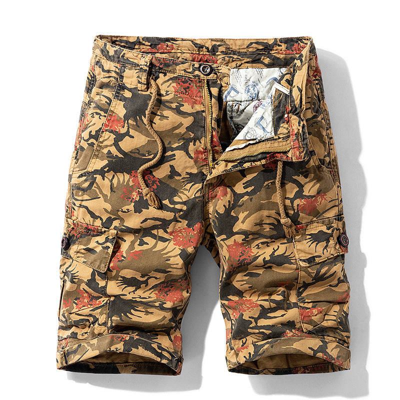Camouflage Loose Straight-leg Cargo Shorts