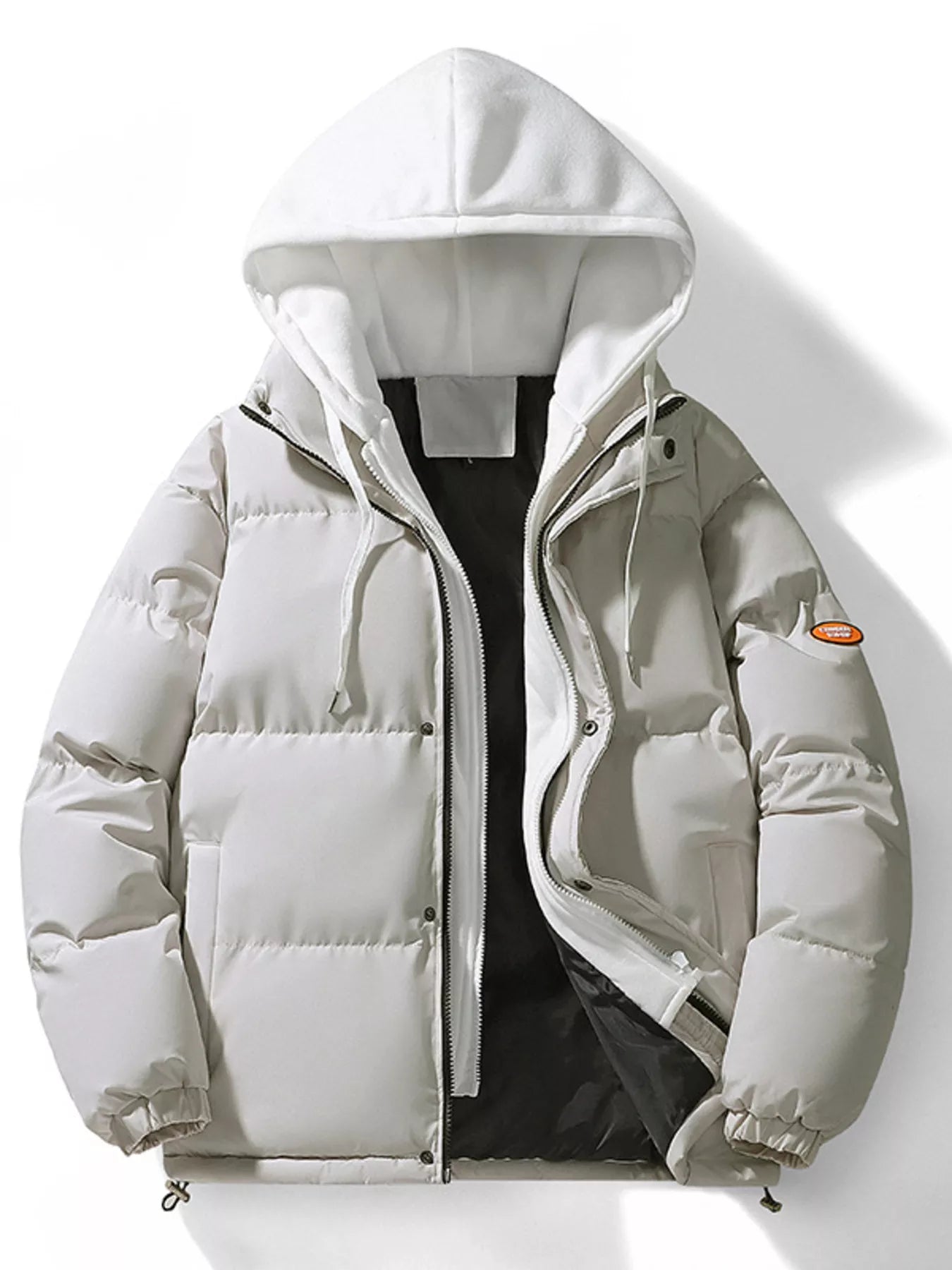 Men's Plus Size Hooded Padded Puffer Jacket - cas7m