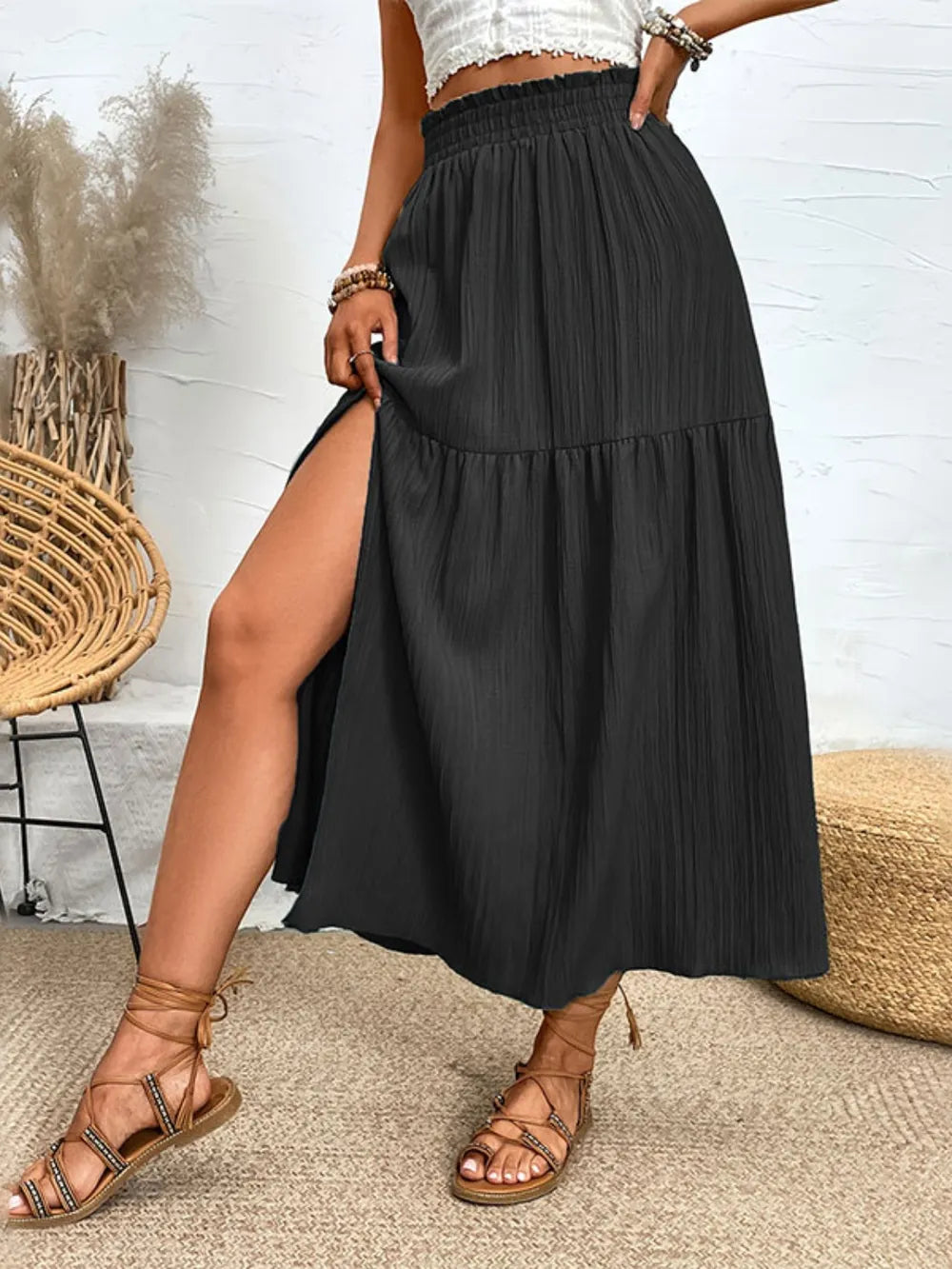 Frill Slit Skirt - cas7m