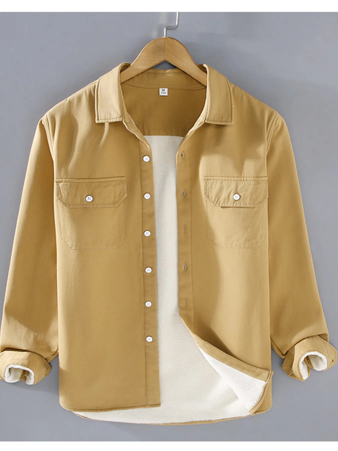 Men's Plus Size Button Up Long Sleeve Shirt - cas7m