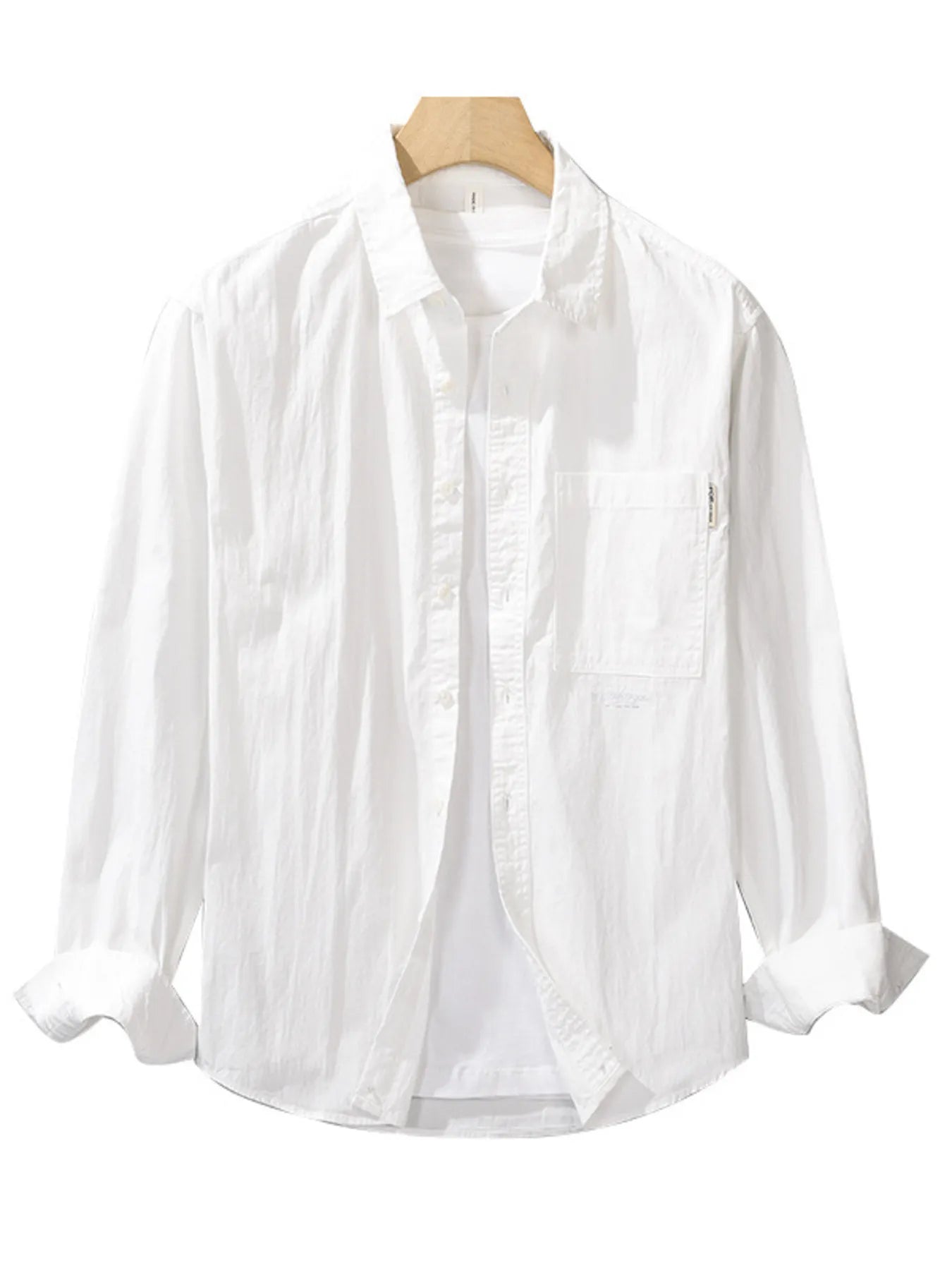 Men's Plus Size Button Up Long Sleeve Shirt - cas7m
