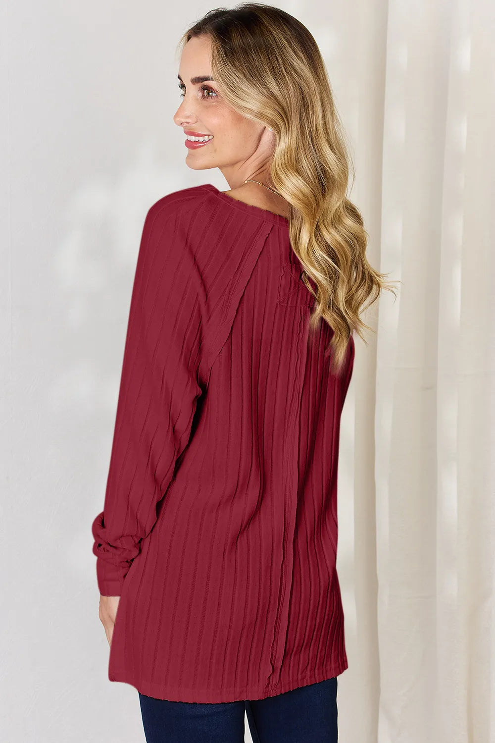 Ribbed Basic Stretch Top – Versatile & Comfy Poly Blend - cas7m