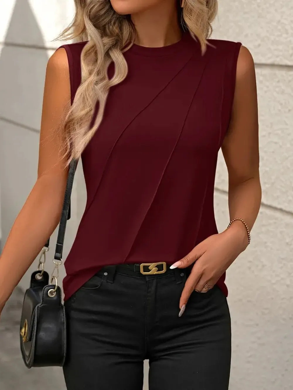 Round Neck Sleeveless Tank - cas7m