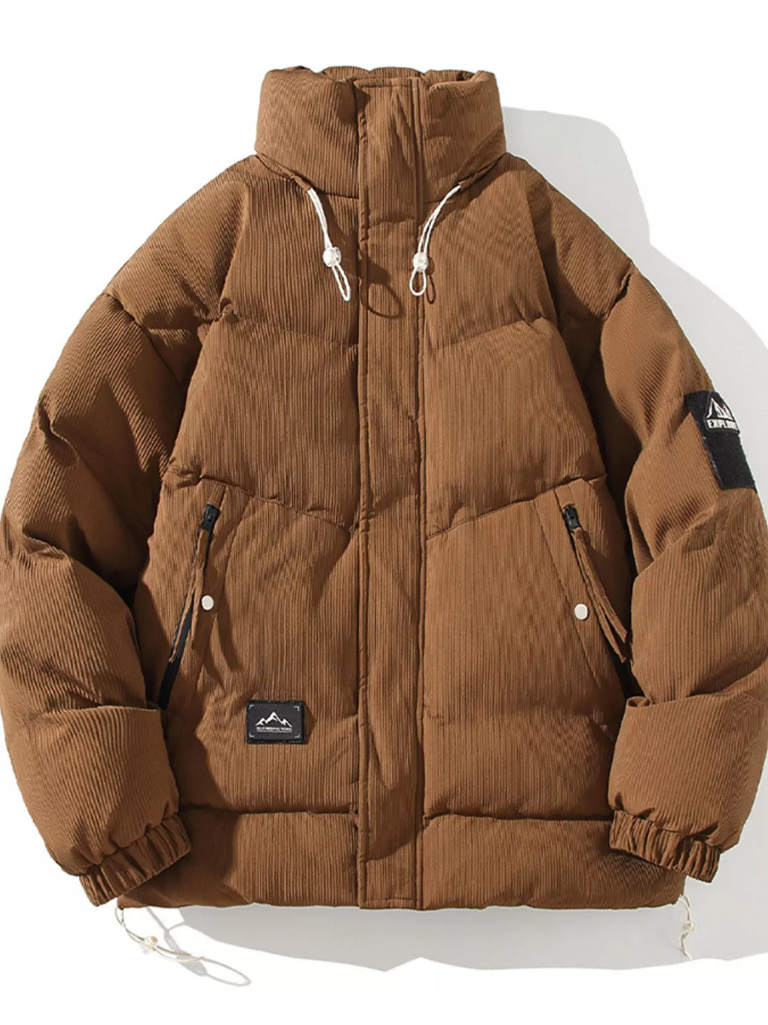 Men's Plus Size Zip Up Long Sleeve Puffer Jacket - cas7m
