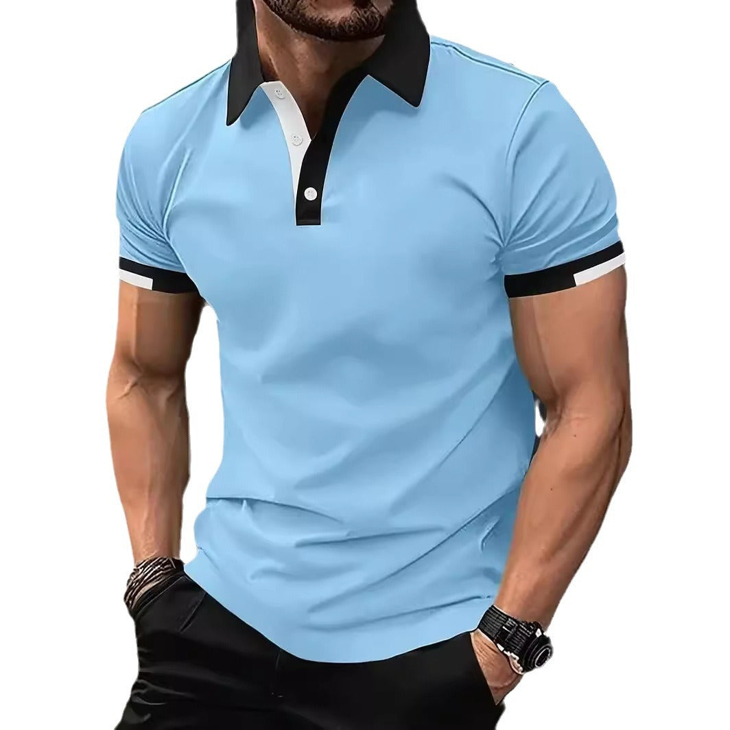 3D Solid Color Lapel Short Sleeve Polo Shirt Casual Loose Men - cas7m