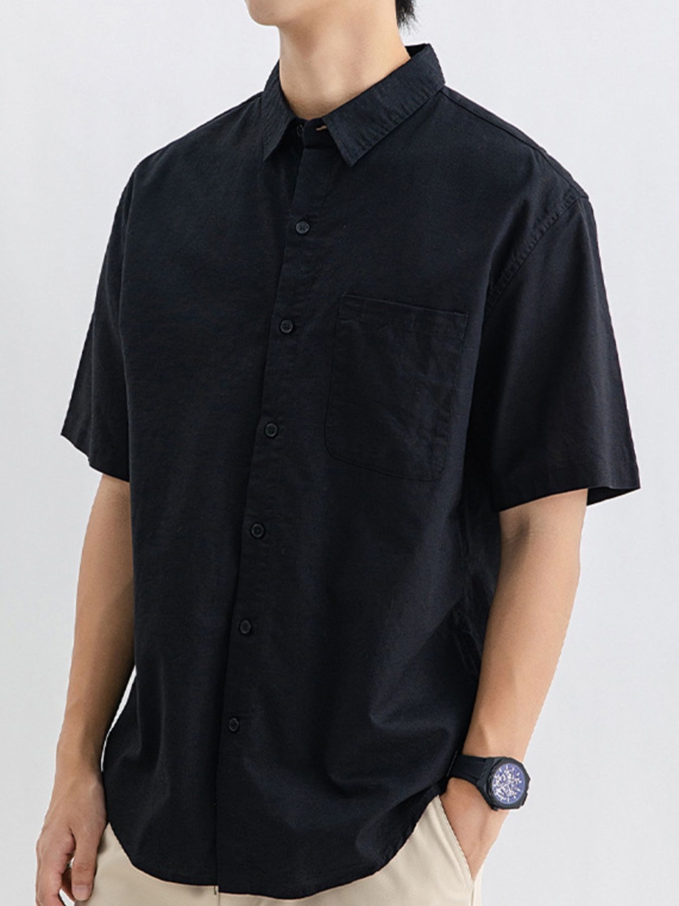 Men's Plus Size Button Up Short Sleeve Shirt - cas7m