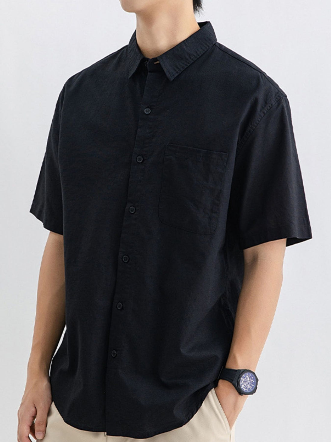Men's Plus Size Button Up Short Sleeve Shirt - cas7m