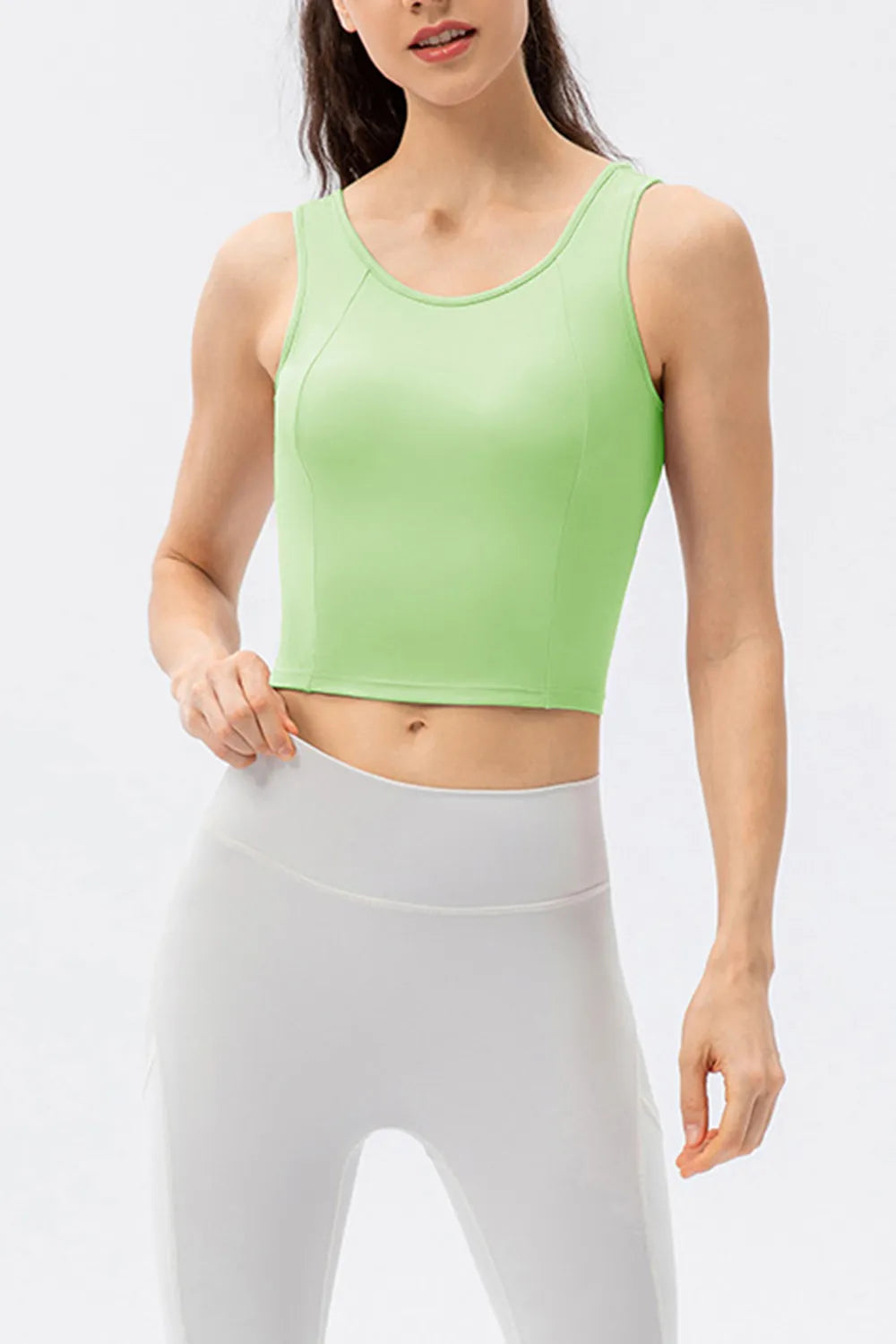 Round Neck Wide Strap Active Tank - cas7m