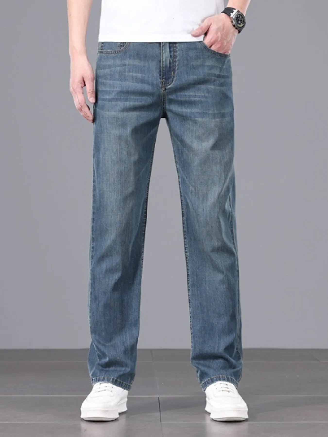 Men's Straight Fit Wash Jeans - cas7m