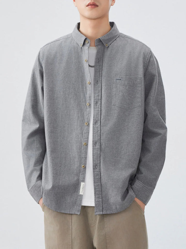 Men's Plus Size Button Up Long Sleeve Shirt - cas7m