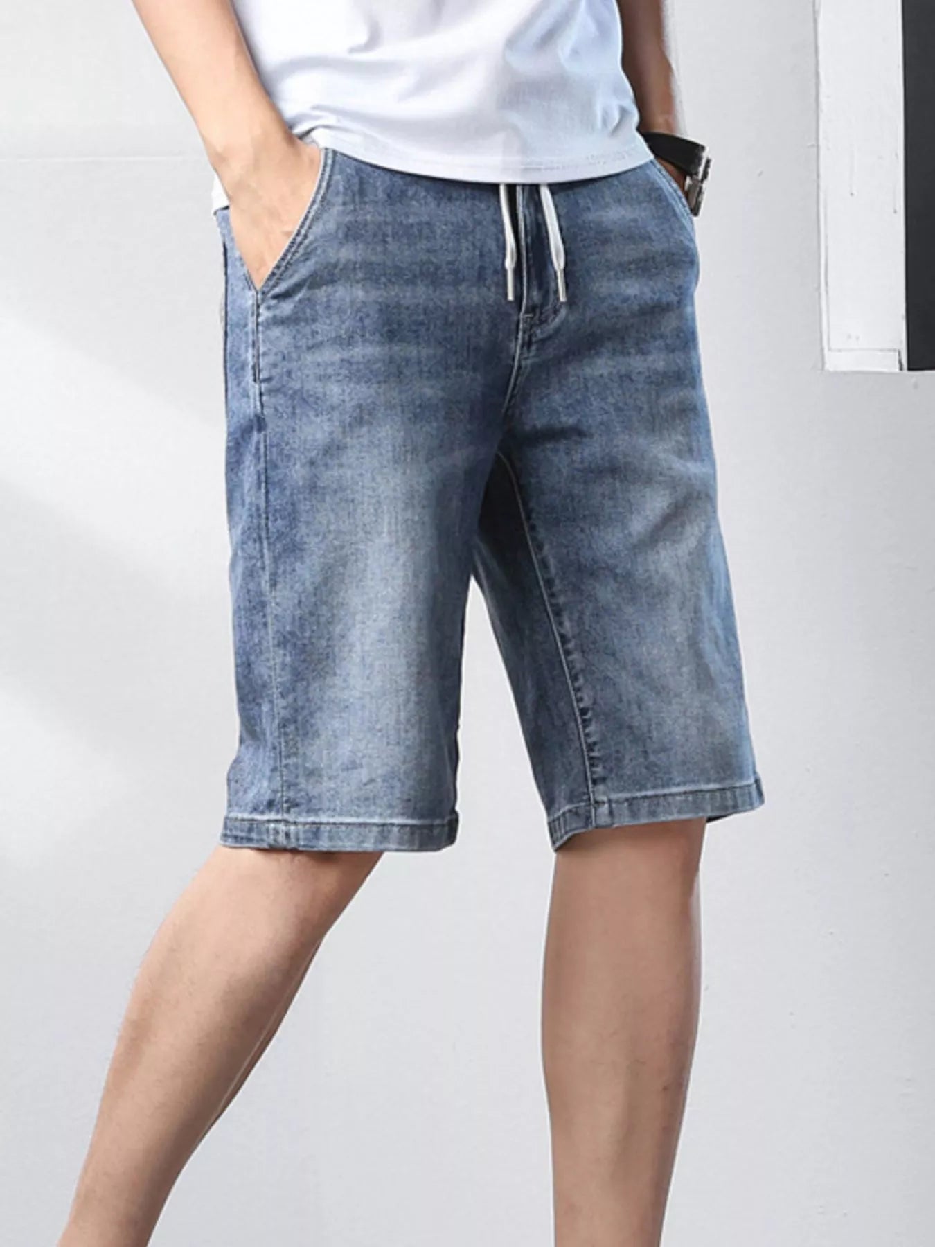 Men's Casual Drawstring Denim Shorts - cas7m