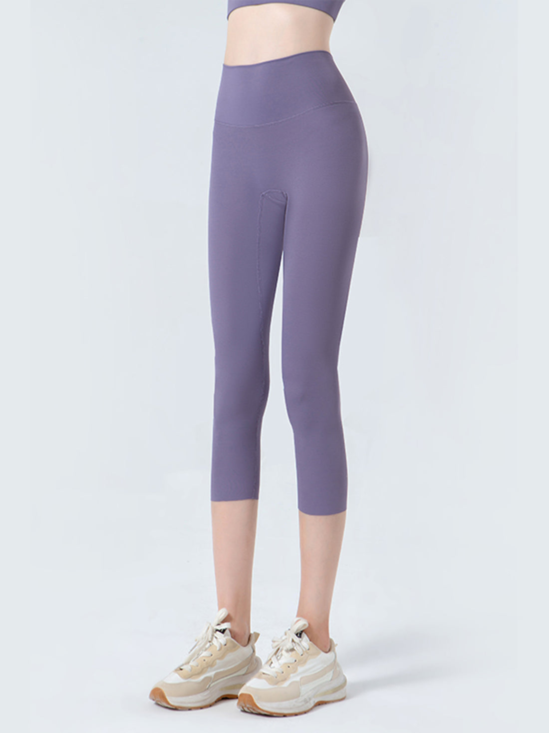 Wide Waistband Cropped Sports Leggings - cas7m