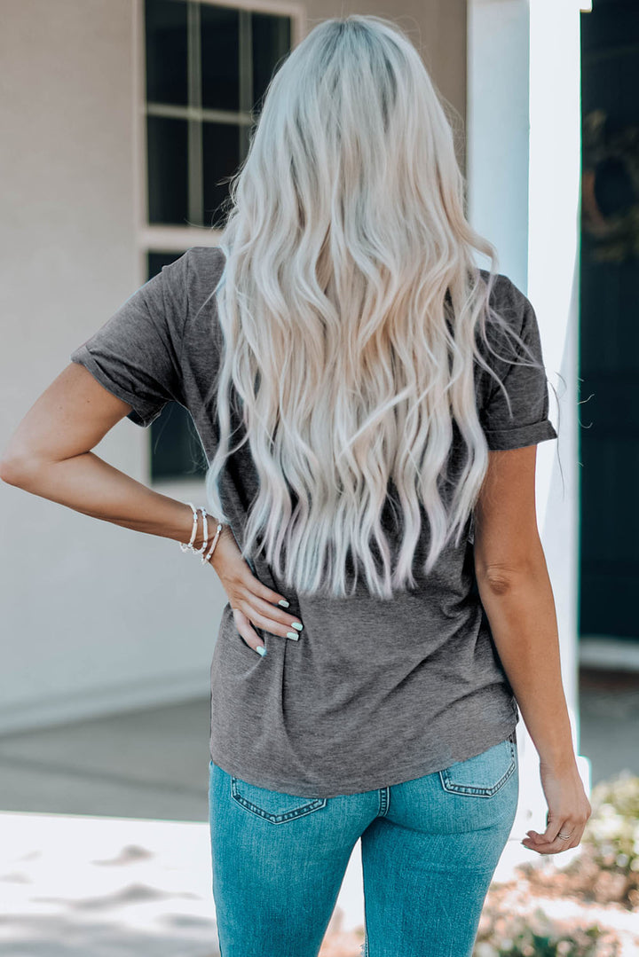 Graphic Casual Round Neck Short Sleeve T-Shirt - Slight Stretch - cas7m
