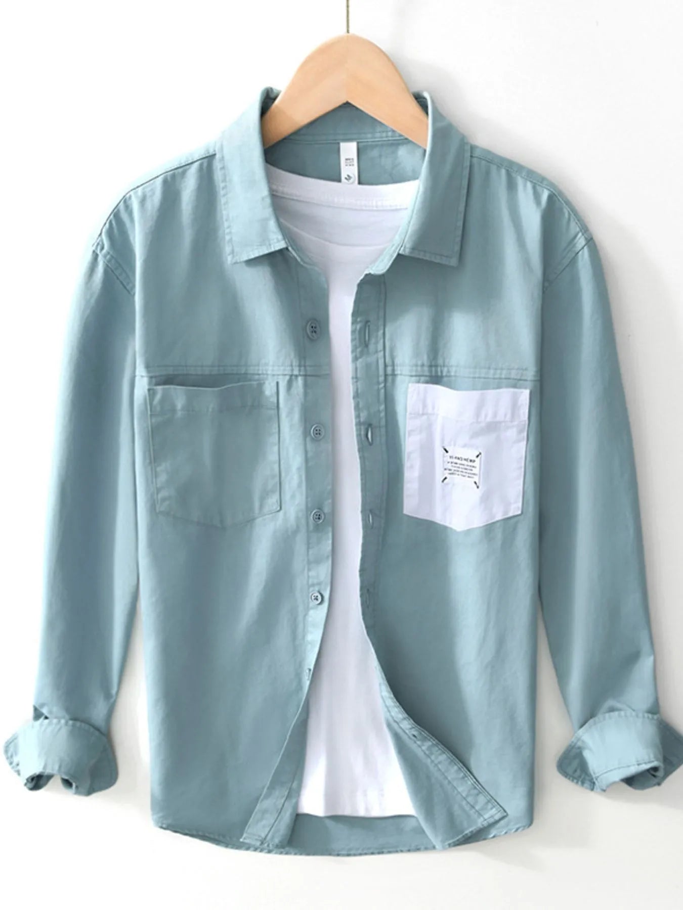 Men's Plus Size Button Up Long Sleeve Shirt - cas7m