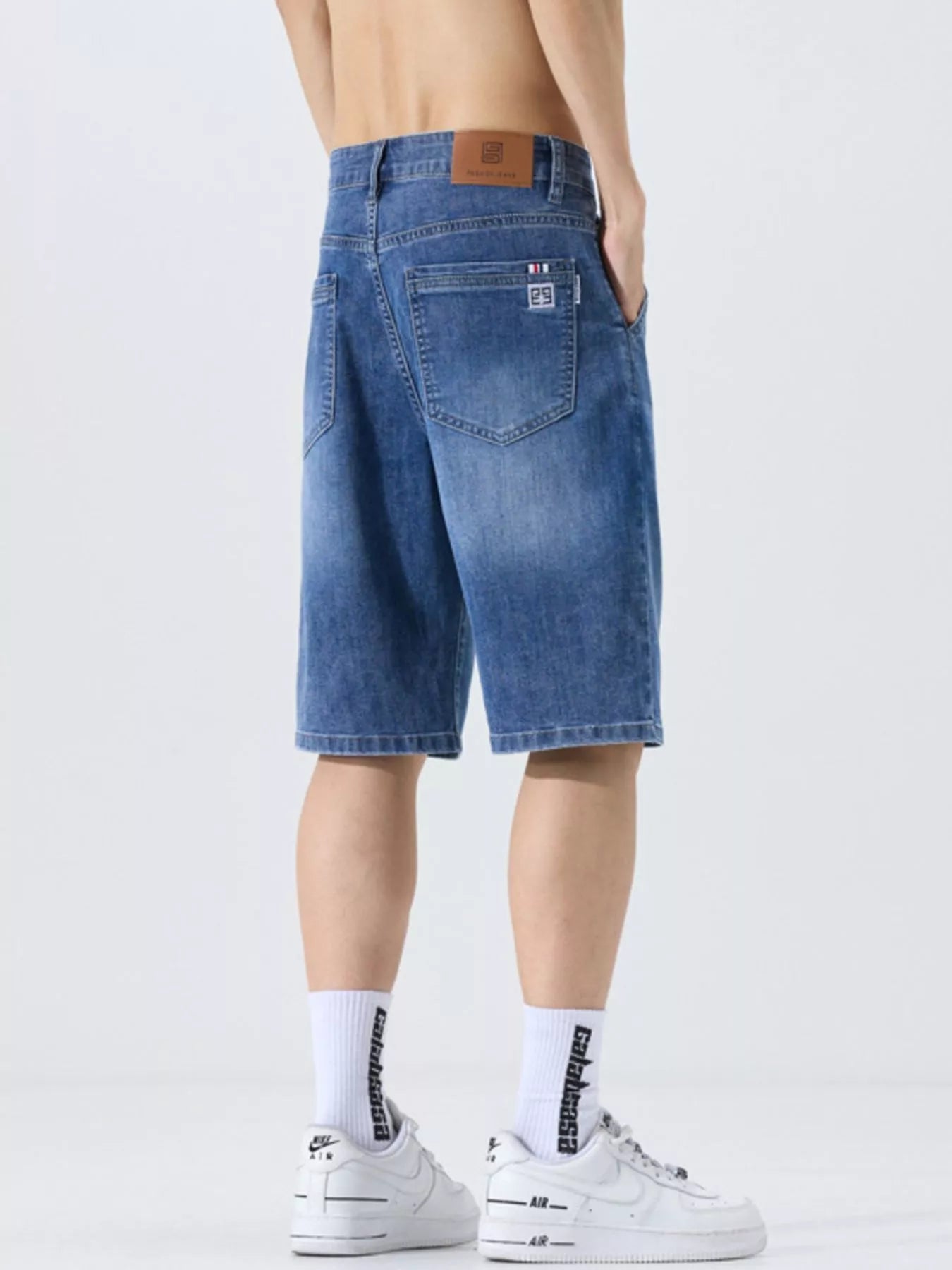 Men's Washed Loose Fit Denim Shorts - cas7m