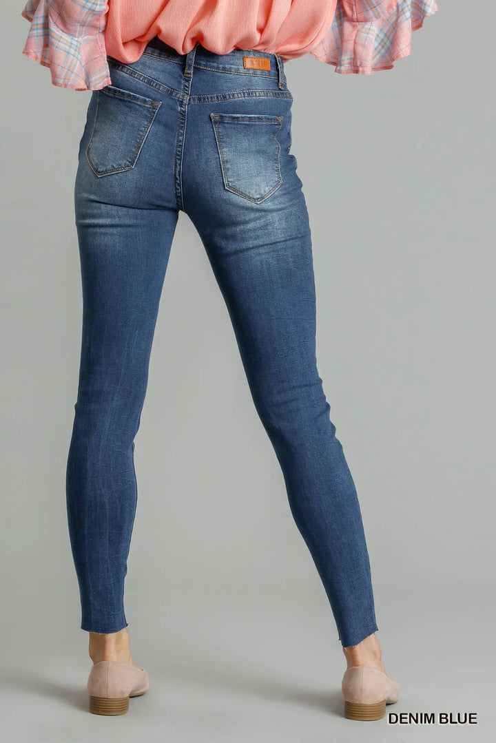Umgee Distressed Skinny Jeans with Pockets - cas7m
