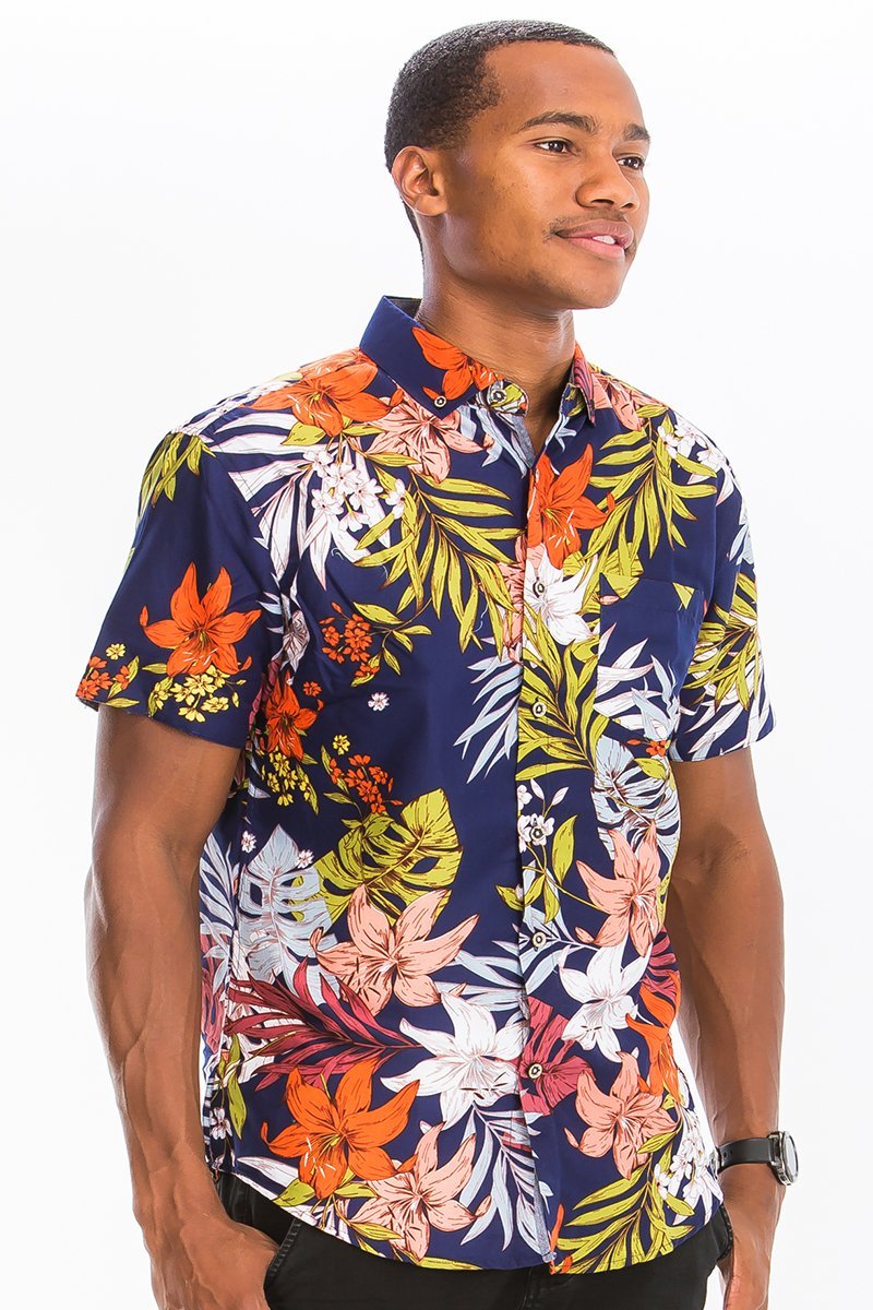 HAWAIIAN PRINT BUTTON DOWN SHIRT - HAWAIIAN PRINT BUTTON DOWN SHIRTHAWAIIAN PRINT BUTTON DOWN SHIRTWS7028-LLcas7mproduct_vendorcas7m
