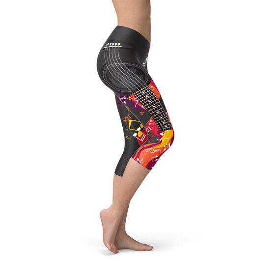 Guitar and Music Note Capri Leggings - cas7m