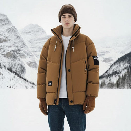 Mens Stand Collar Puffer Jacket - cas7m