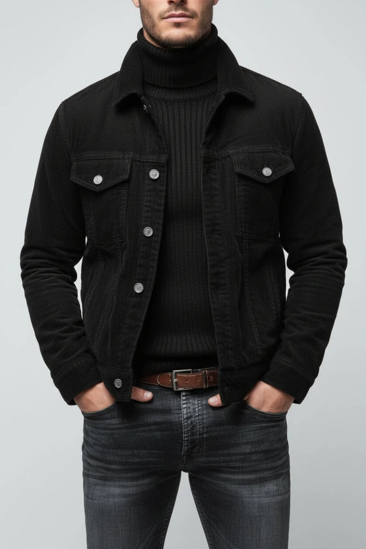 Men's Full Size Corduroy Button-Down Jacket Plus Size - cas7m