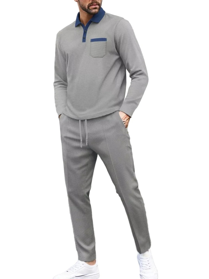 Men's Full Size Long Sleeve Top and Pants Set Plus Size - cas7m