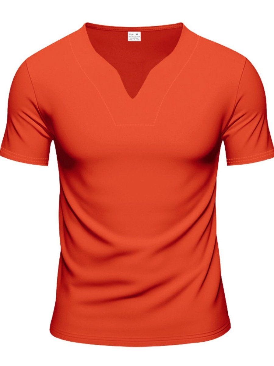 Men's Full Size V-Neck Short Sleeve T-Shirt and Shorts Set Plus Size - cas7m