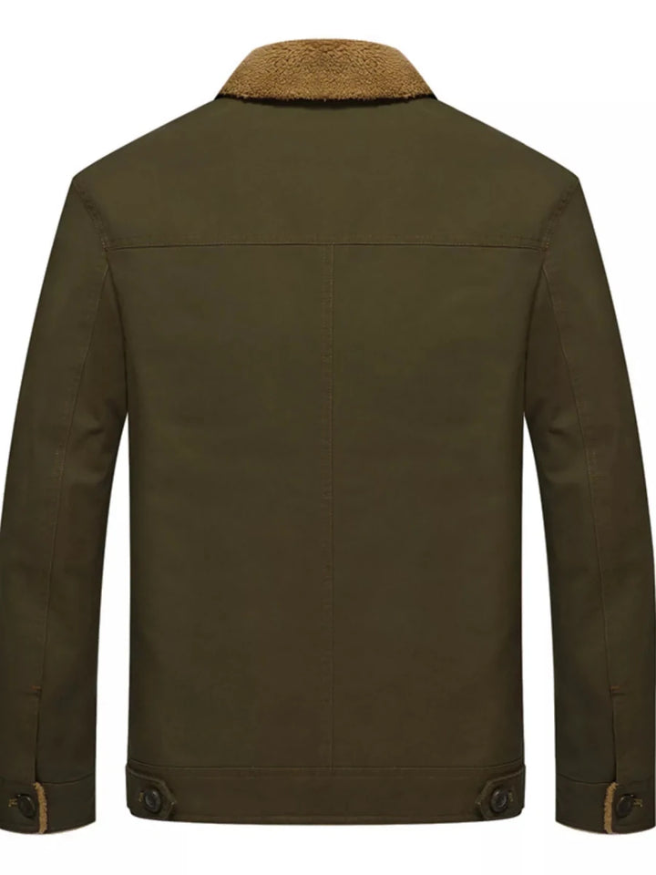 Men's Plus Size Button Up Fleece Lined Jacket - cas7m