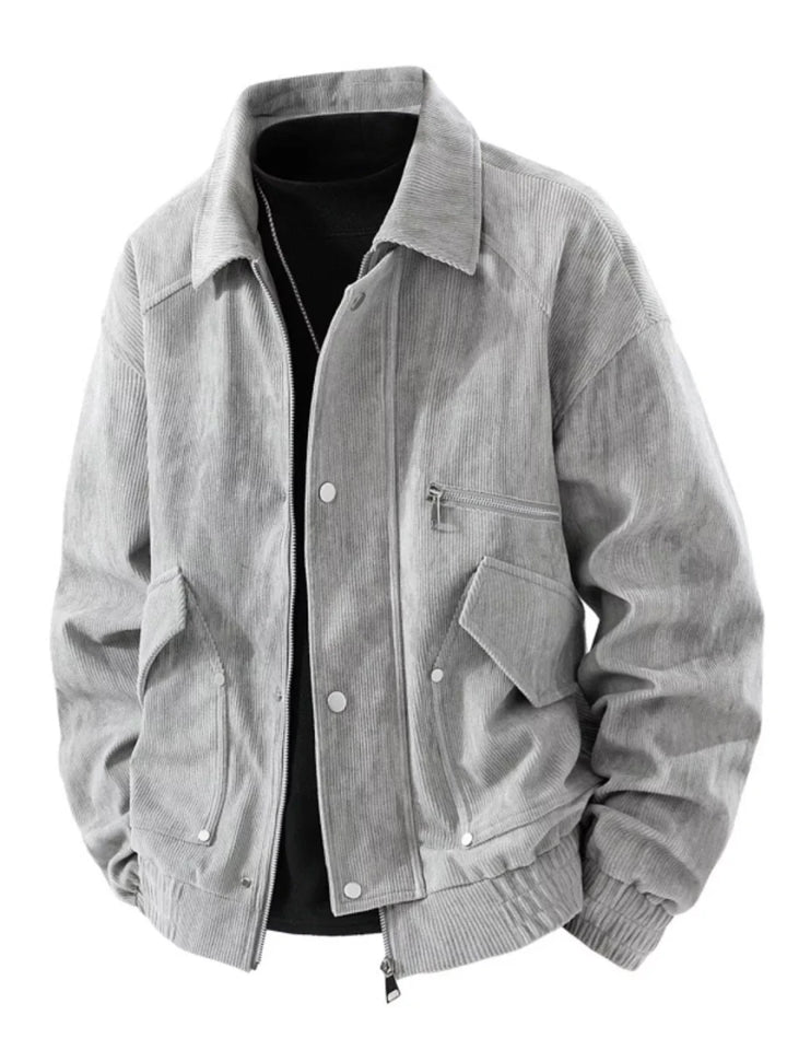 Men's Plus Size Casual Corduroy Snap-Down Jacket - cas7m