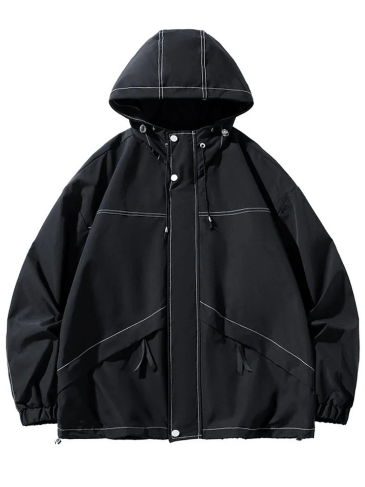 Men's Plus Size Drawstring Hooded Jacket - cas7m