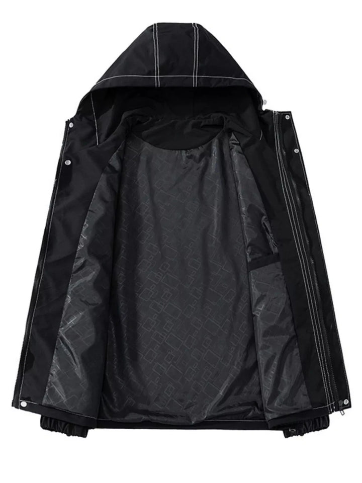Men's Plus Size Drawstring Hooded Jacket - cas7m