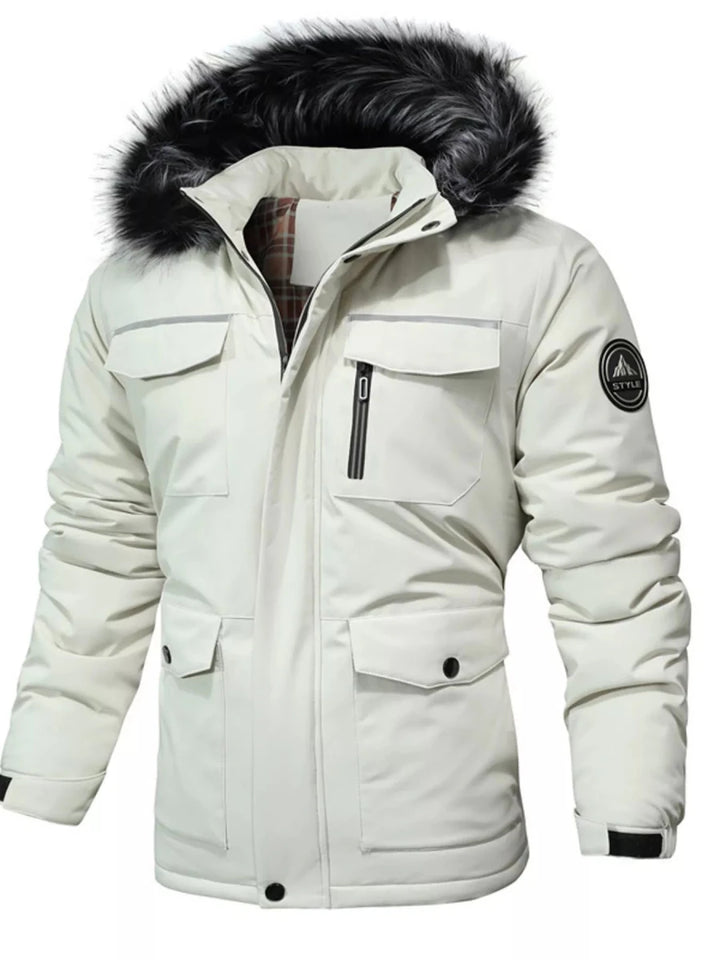 Men's Plus Size Fur Hooded Winter Parka Coat - cas7m