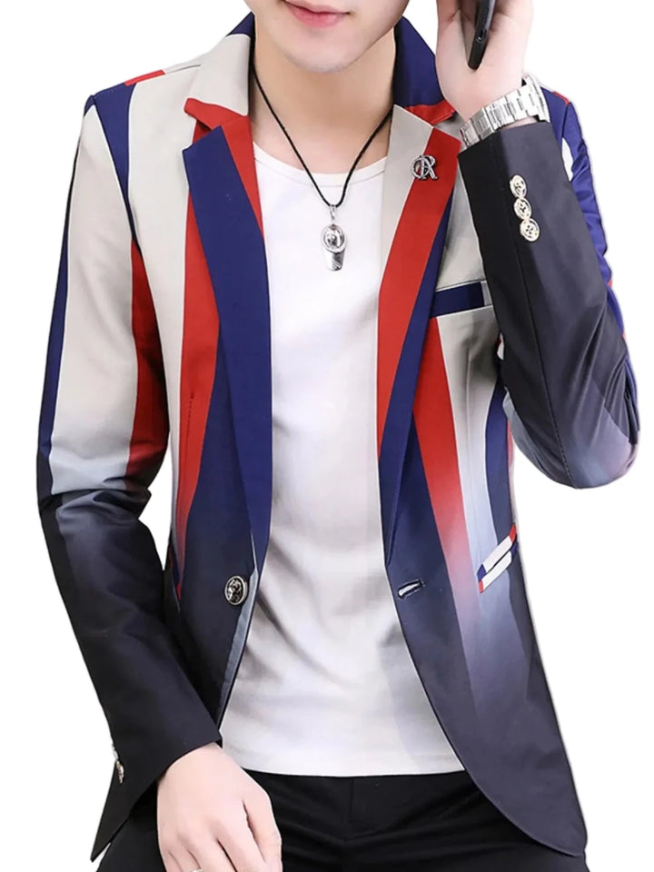 Men's Plus Size Gradient Striped Slim Fit Blazer - cas7m