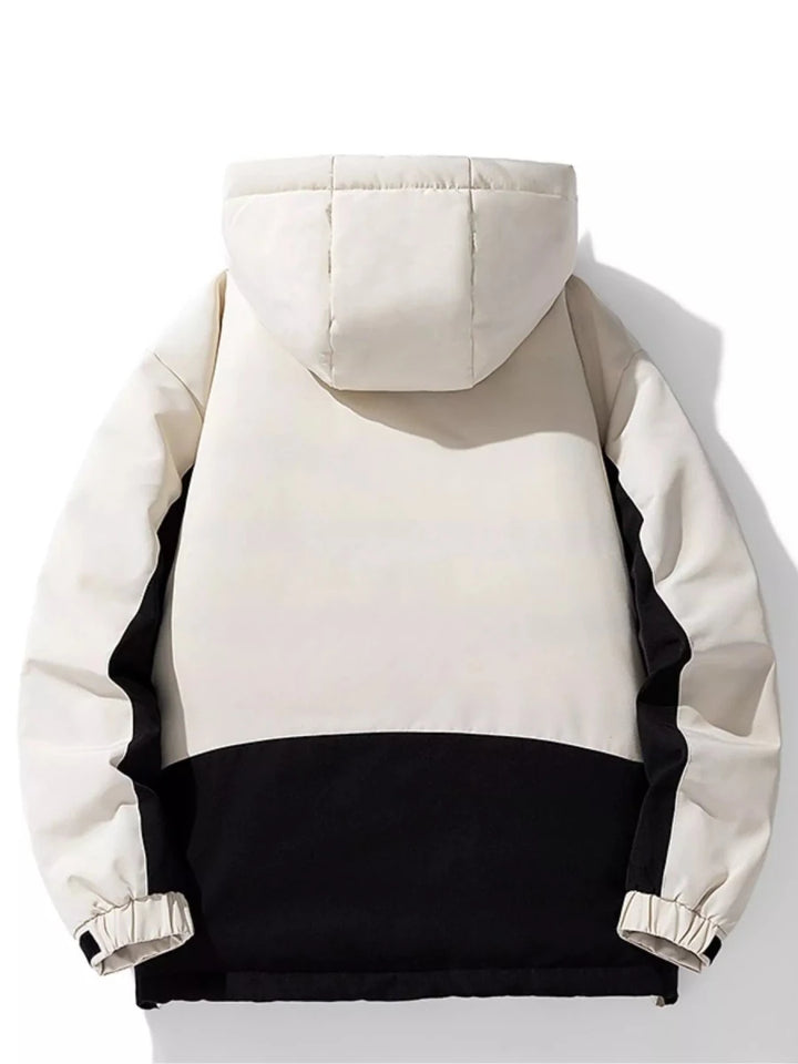 Men's Plus Size Hooded Color Block Padded Winter Coat - cas7m