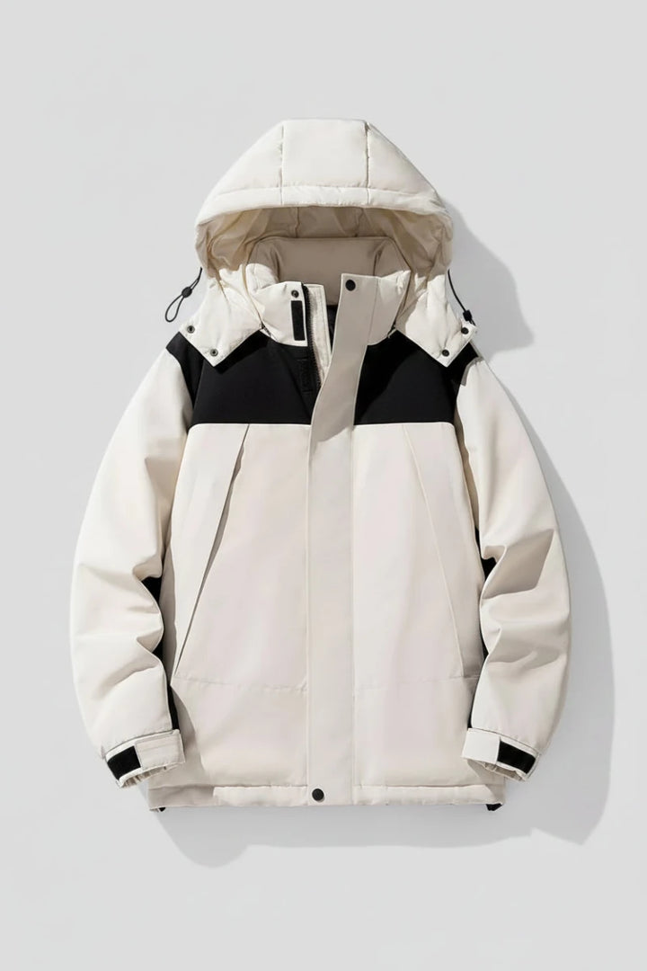 Men's Plus Size Hooded Color Block Padded Winter Coat - cas7m