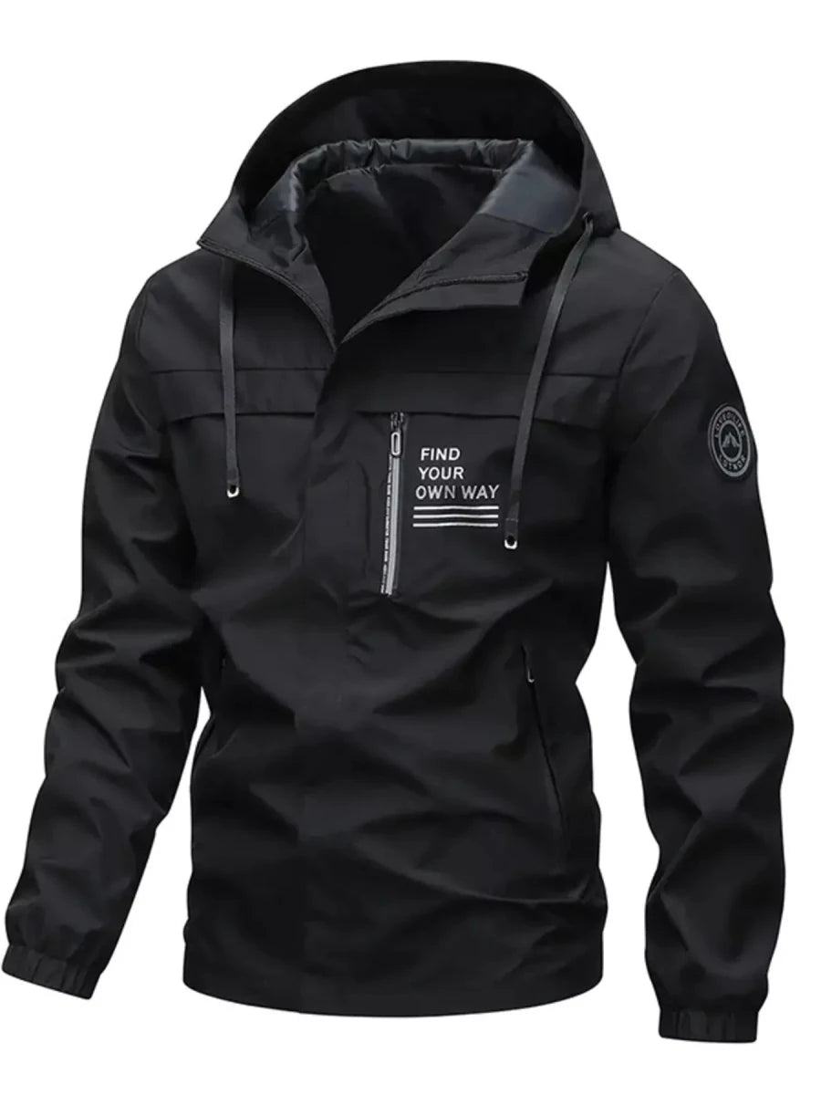 Men's Plus Size Hooded Outdoor Windproof Jacket - cas7m