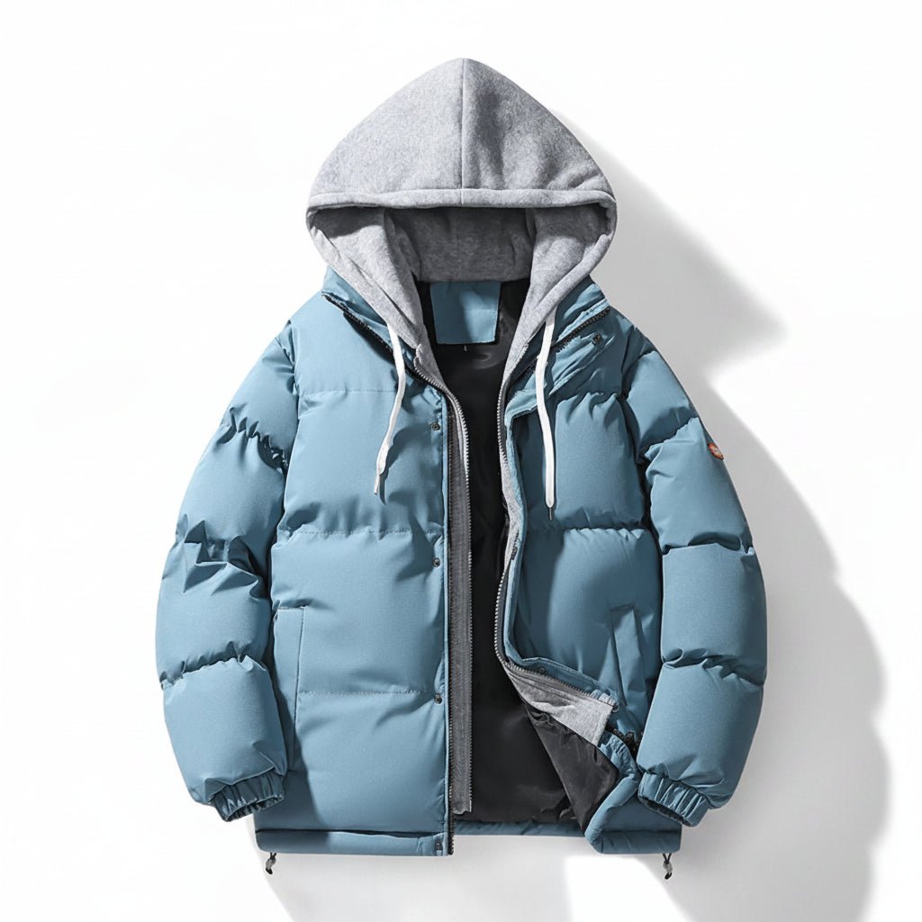 Men's Plus Size Hooded Padded Puffer Jacket - cas7m