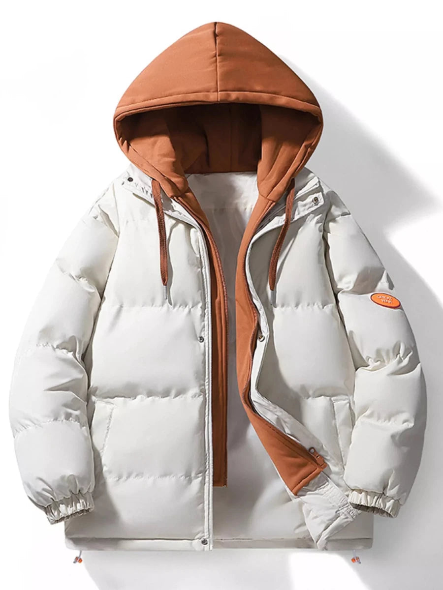 Men's Plus Size Hooded Padded Puffer Jacket - cas7m