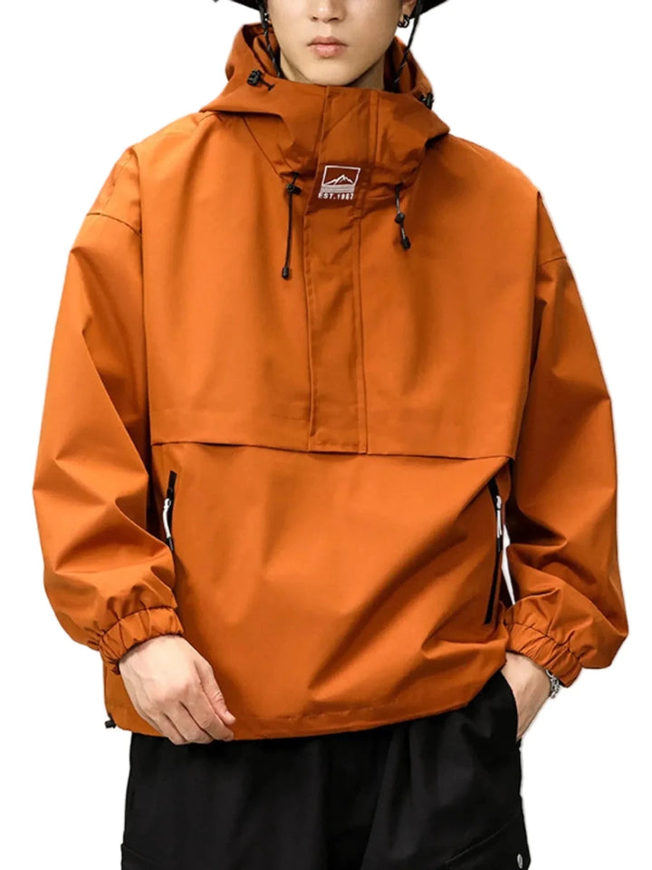 Men's Plus Size Hooded Windbreaker Jacket - cas7m