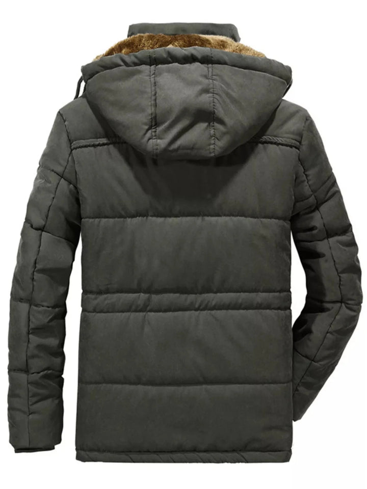 Men's Plus Size Hooded Zip Up Parka Coat - cas7m